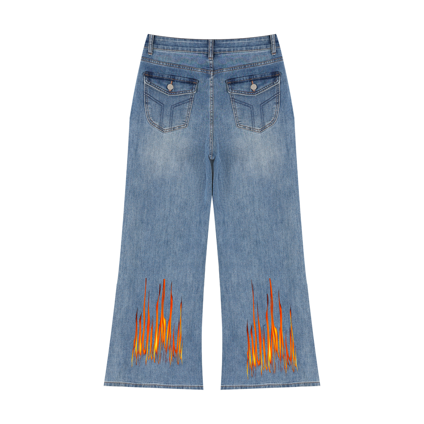 Women's Flame Print Wide Leg Jeans