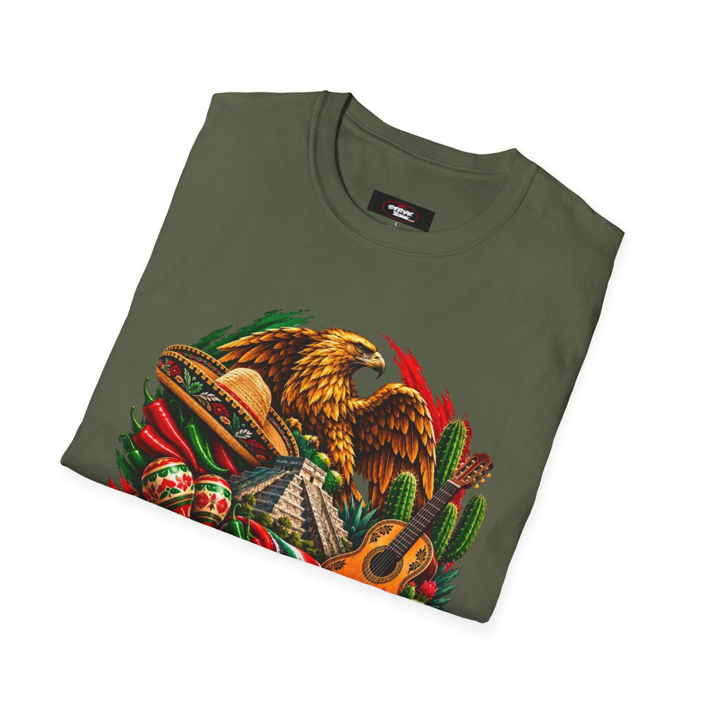 Mexico Heritage T-Shirt — Mexican Eagle, Guitar & Cactus Graphic