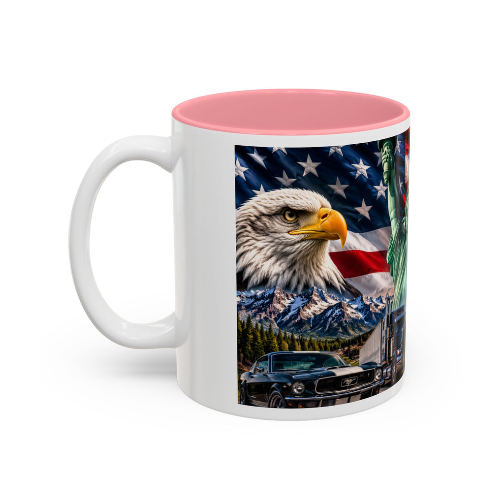 Patriotic USA Collage Mug — Statue of Liberty, Capitol & American Flag (Two-Tone)