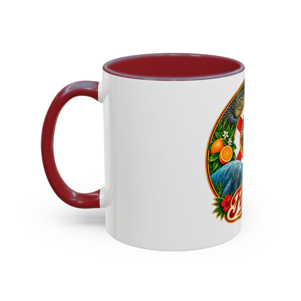 Florida Vintage Travel Coffee Mug — Flamingo, Alligator & State Seal Accent Mug