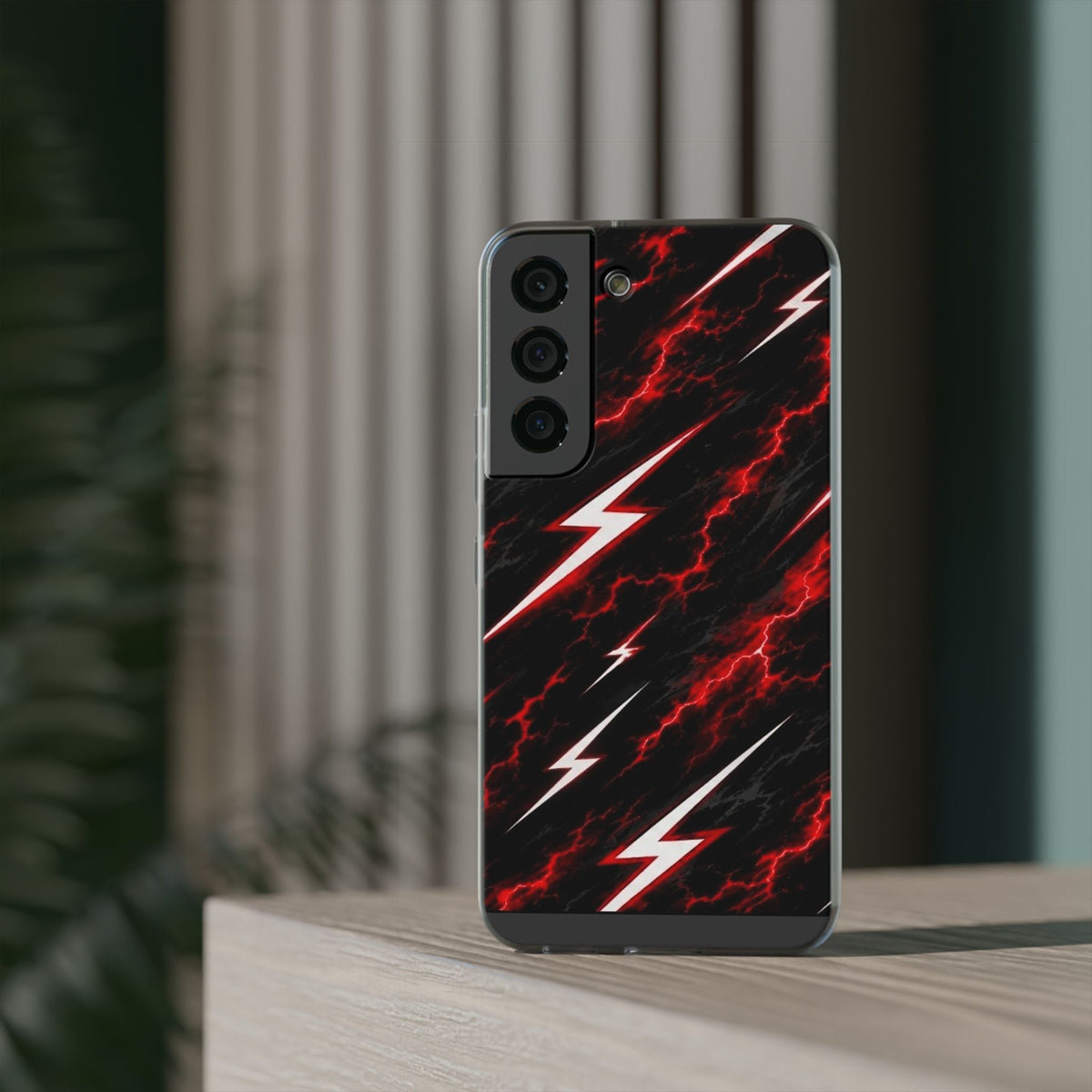 Phone Case — Red Lightning Bolt Storm Flexi Case