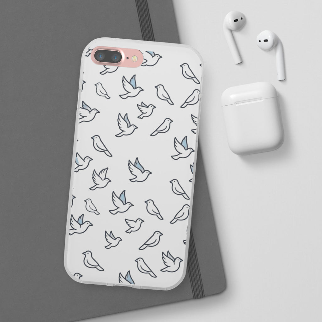 Dove Pattern Flexi Phone Case — Minimal White Bird Protective Case