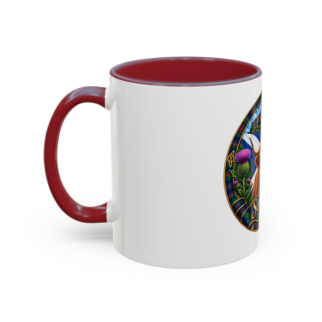 Scotland Highland Cow Accent Coffee Mug — Scottish Castle & Thistle Design