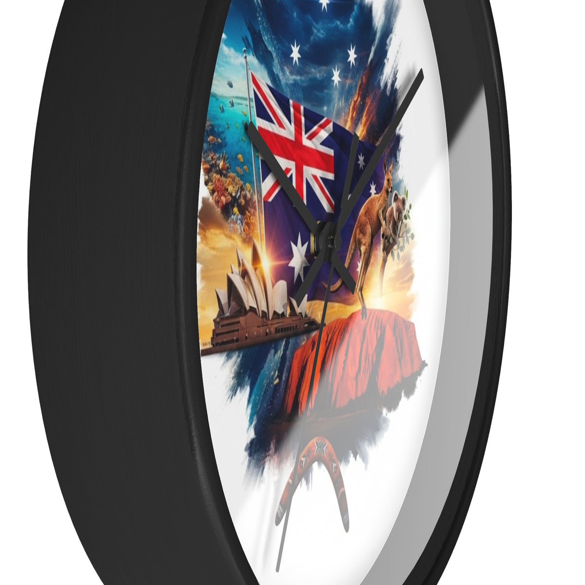 Australian Landscape Wall Clock — Flag, Uluru & Opera House Decor