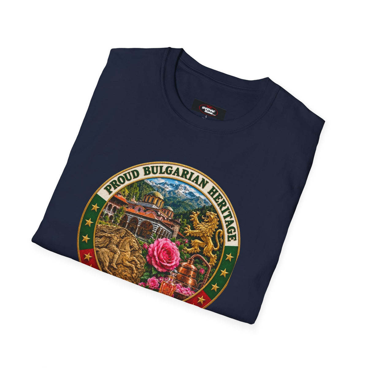 Bulgaria Heritage Graphic T-Shirt — "Proud Bulgarian Heritage" Rose Emblem