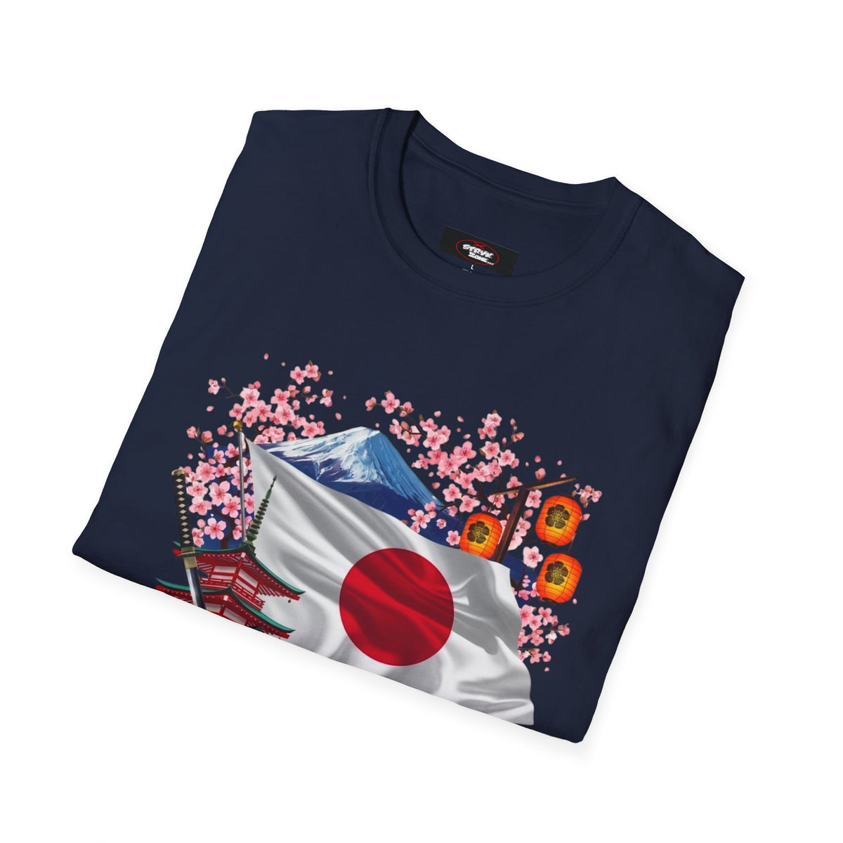 Japan Flag Scenic T-Shirt — Mount Fuji, Cherry Blossoms & Traditional Icons