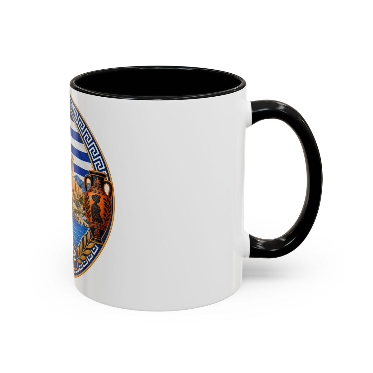 Greece Scenic Accent Coffee Mug – Acropolis, Olive & Blue Flag Design (11/15oz)