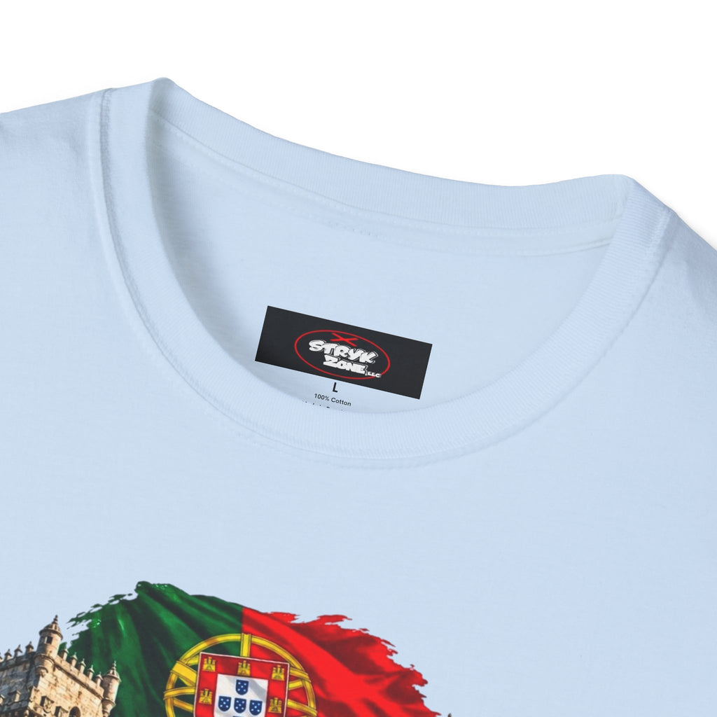 Portugal Travel T-Shirt — Vintage Lisbon Landmarks & Azulejo Heart Design