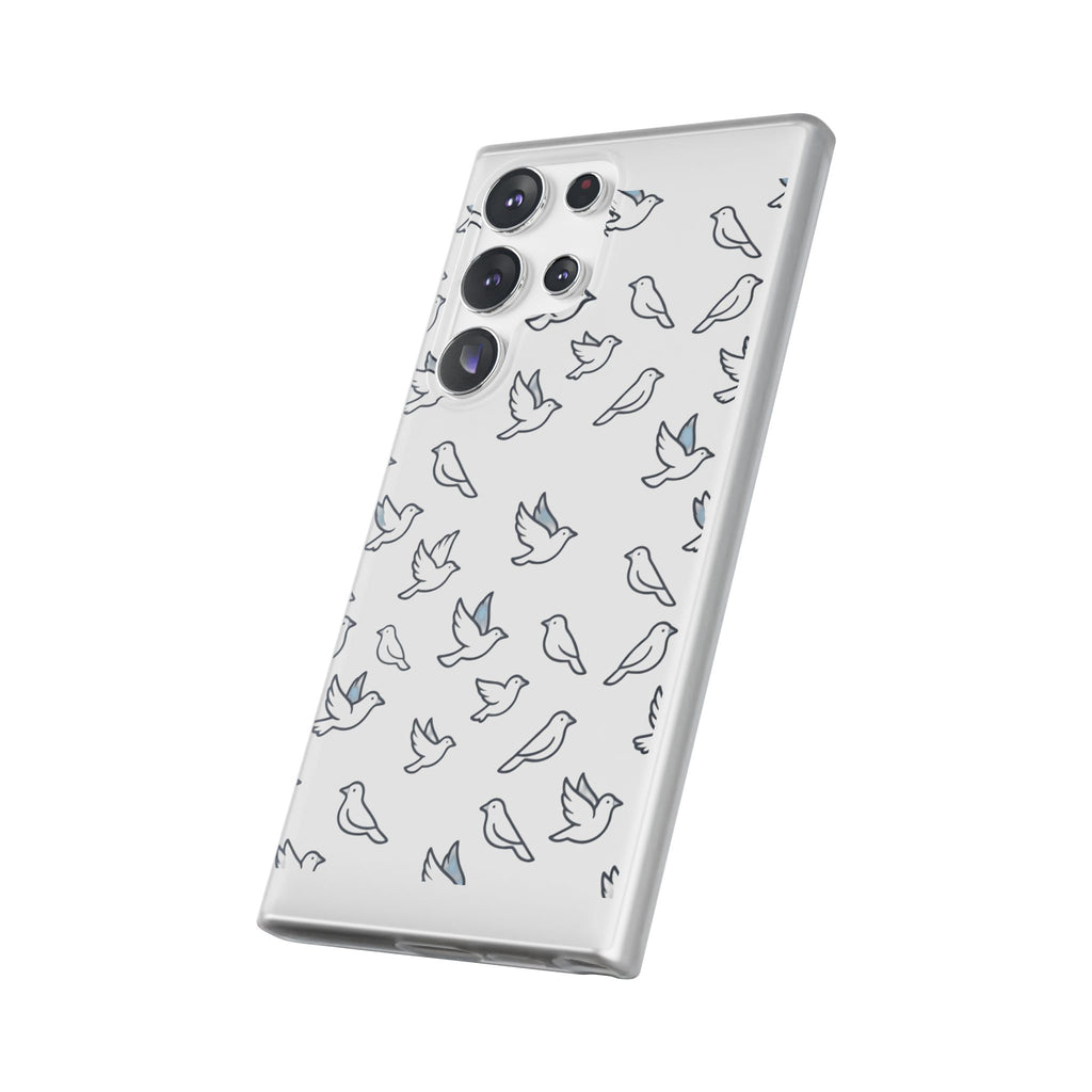 Dove Pattern Flexi Phone Case — Minimal White Bird Protective Case