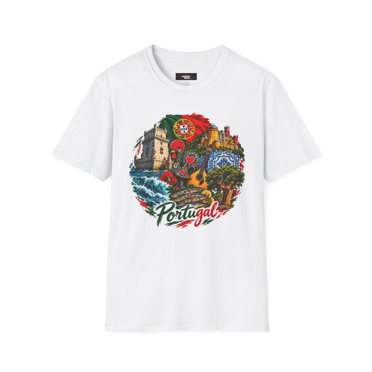 Portugal Travel T-Shirt — Vintage Lisbon Landmarks & Azulejo Heart Design