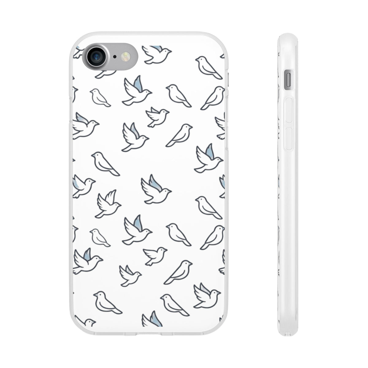 Dove Pattern Flexi Phone Case — Minimal White Bird Protective Case