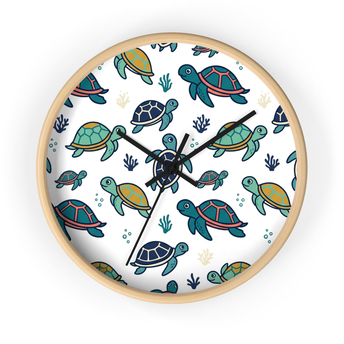 Sea Turtle Wall Clock — Cute Nautical Nursery Clock for Kids’ Room