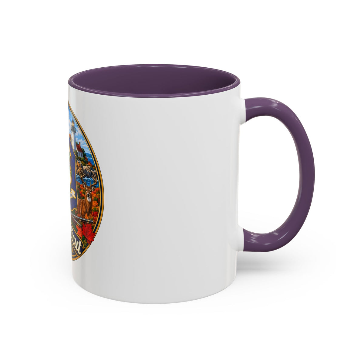Connecticut State Crest Accent Coffee Mug — Scenic State Seal Design (11/15 oz)