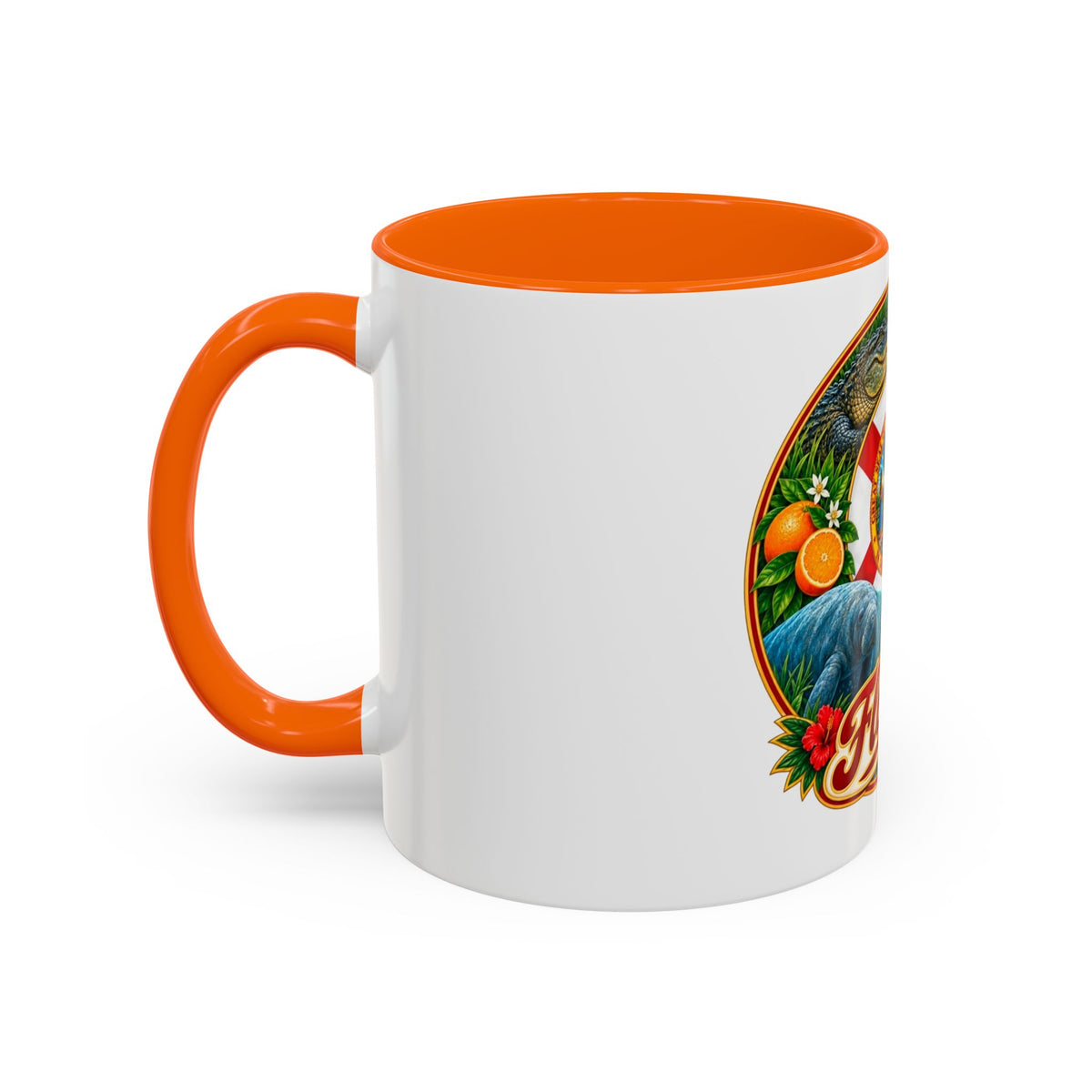 Florida Vintage Travel Coffee Mug — Flamingo, Alligator & State Seal Accent Mug