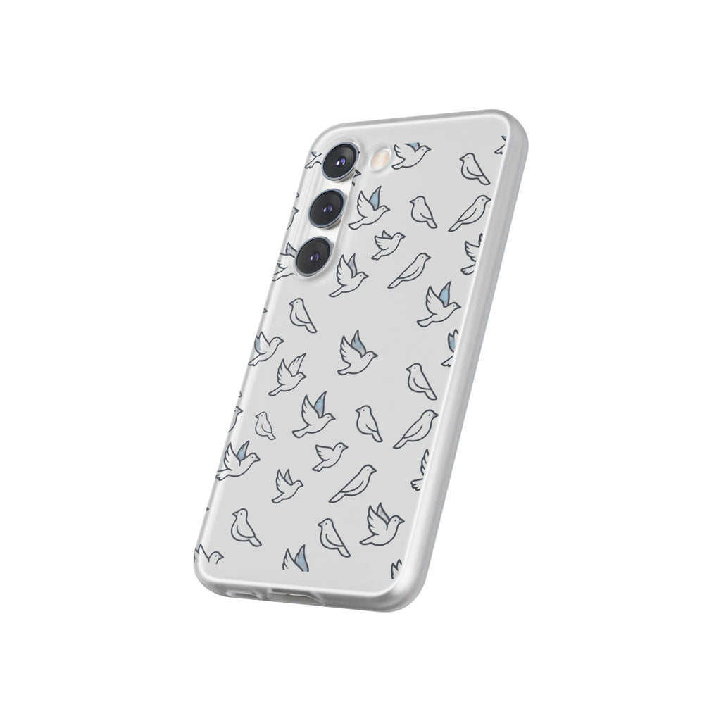 Dove Pattern Flexi Phone Case — Minimal White Bird Protective Case