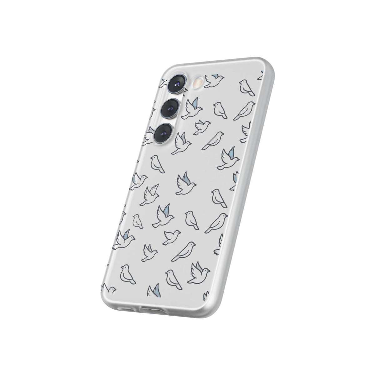 Dove Pattern Flexi Phone Case — Minimal White Bird Protective Case