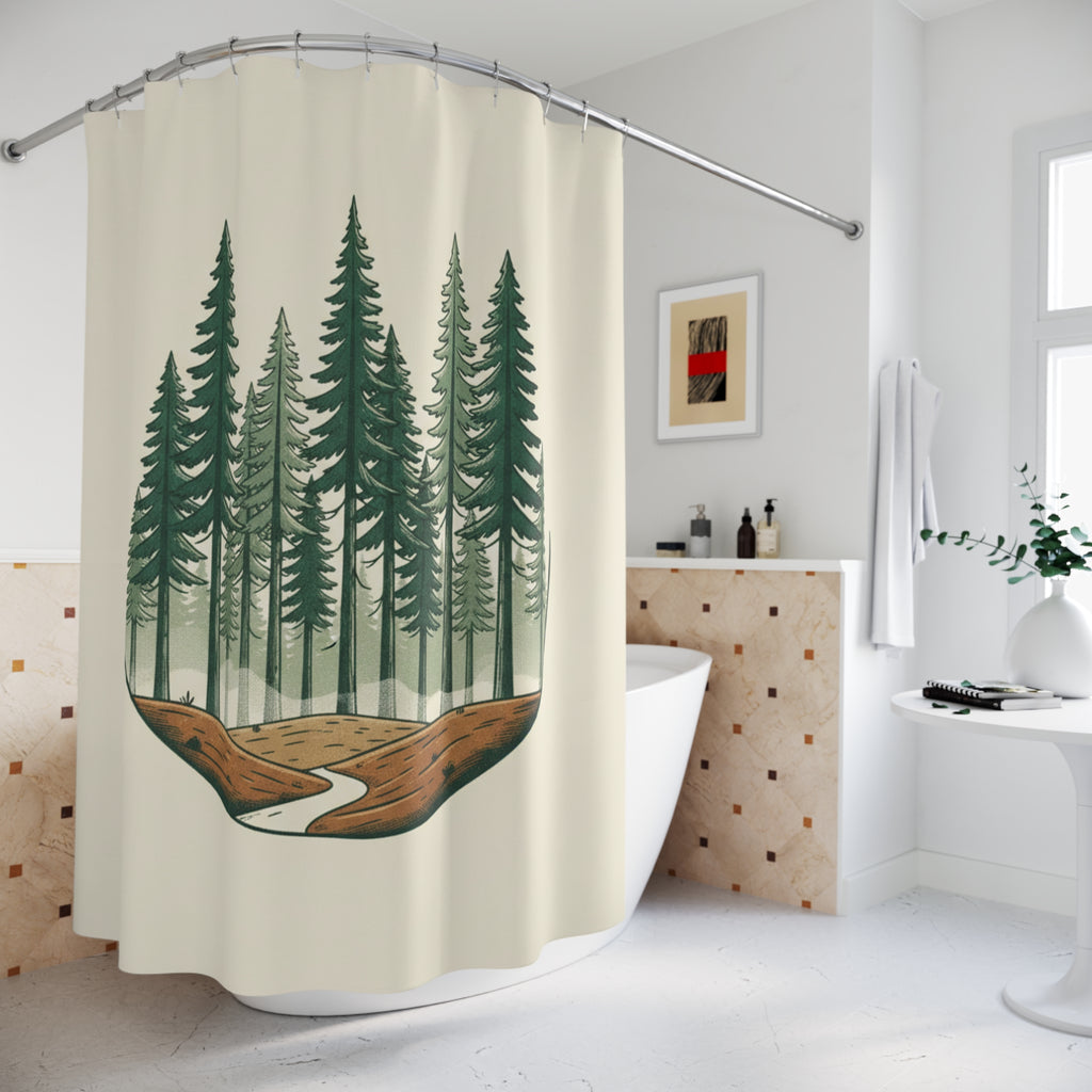 Forest Shower Curtain — Tranquil Woodland Bathroom Decor