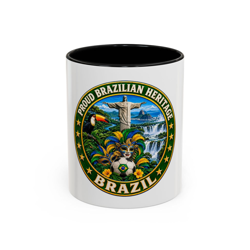 Brazil Pride Coffee Mug – "Proud Brazilian Heritage" Accent Ceramic Mug (11/15oz)