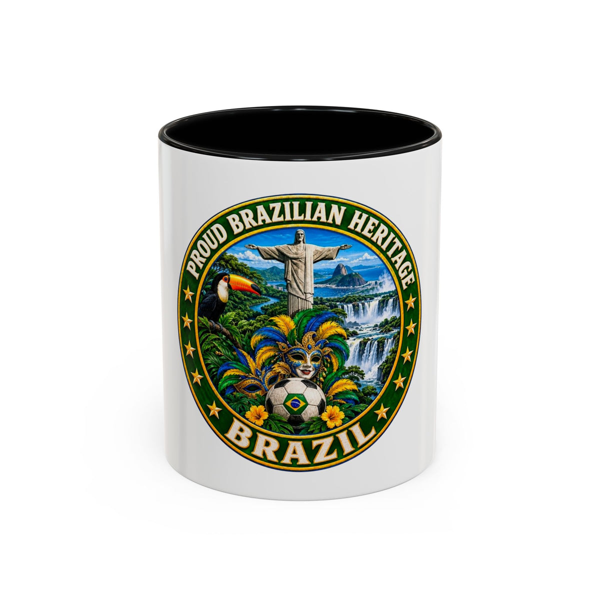 Brazil Pride Coffee Mug – "Proud Brazilian Heritage" Accent Ceramic Mug (11/15oz)