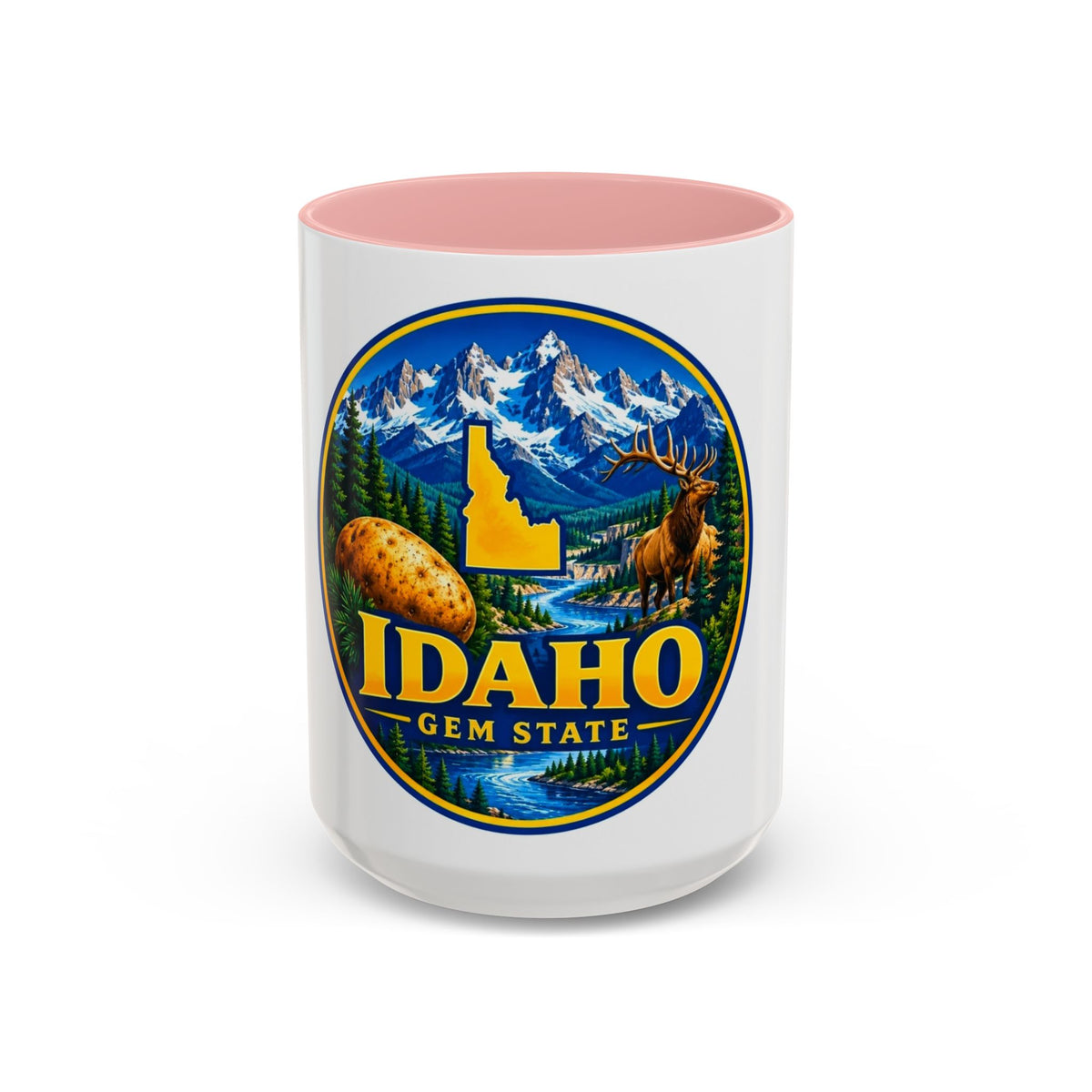 Idaho Gem State Coffee Mug — Mountain, Elk & Potato Travel Souvenir (11/15oz)