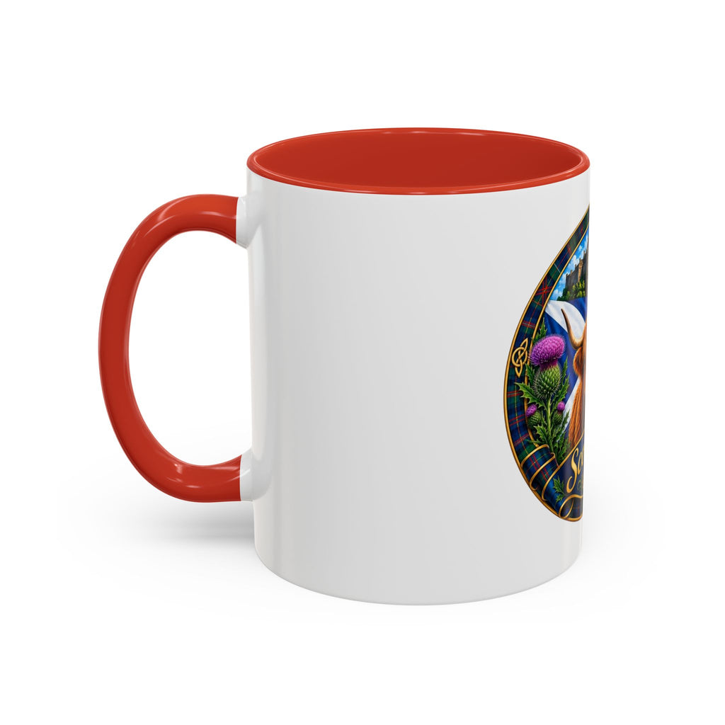 Scotland Highland Cow Accent Coffee Mug — Scottish Castle & Thistle Design