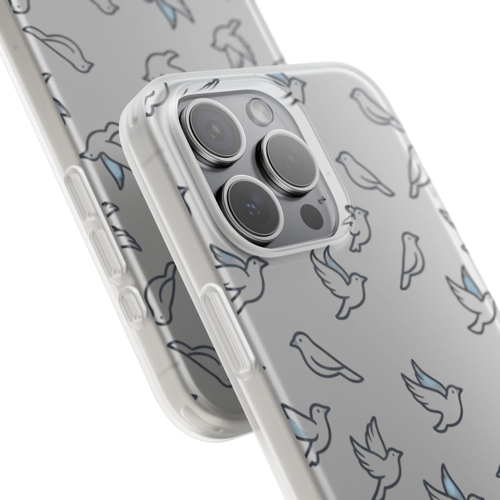 Dove Pattern Flexi Phone Case — Minimal White Bird Protective Case