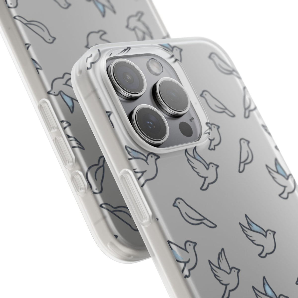Dove Pattern Flexi Phone Case — Minimal White Bird Protective Case