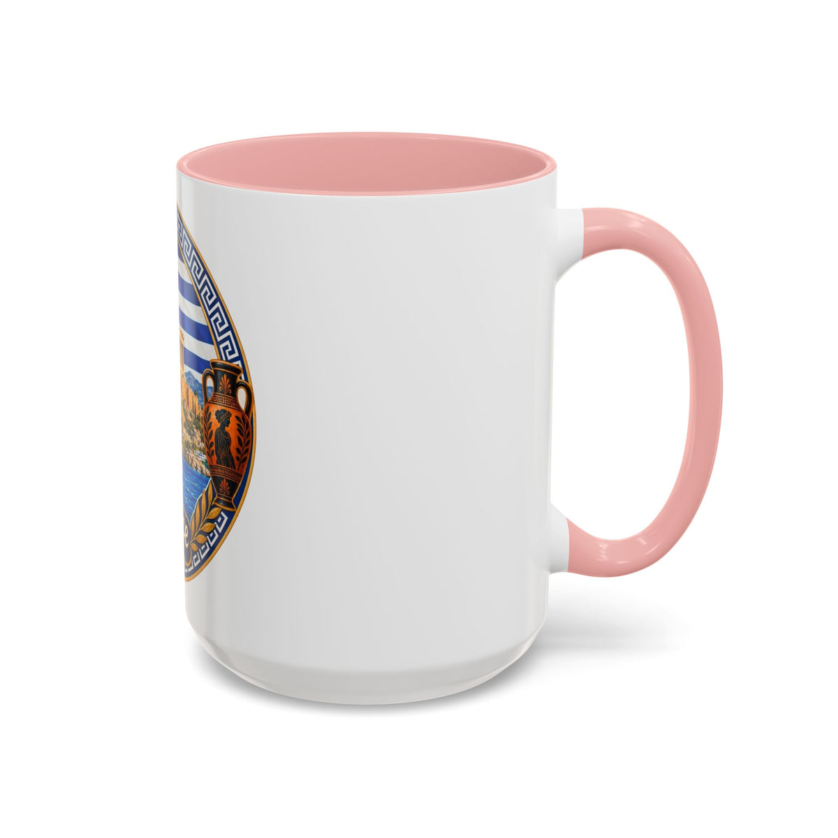 Greece Scenic Accent Coffee Mug – Acropolis, Olive & Blue Flag Design (11/15oz)