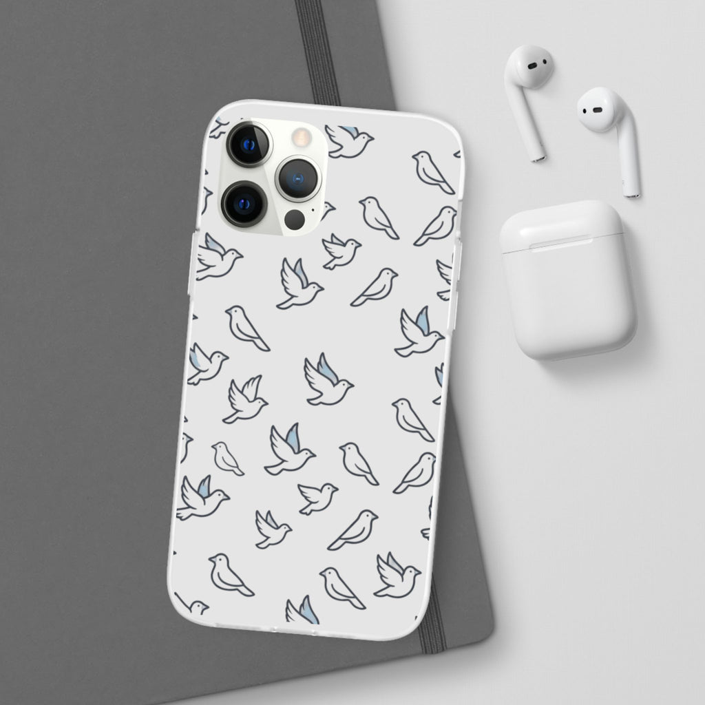 Dove Pattern Flexi Phone Case — Minimal White Bird Protective Case
