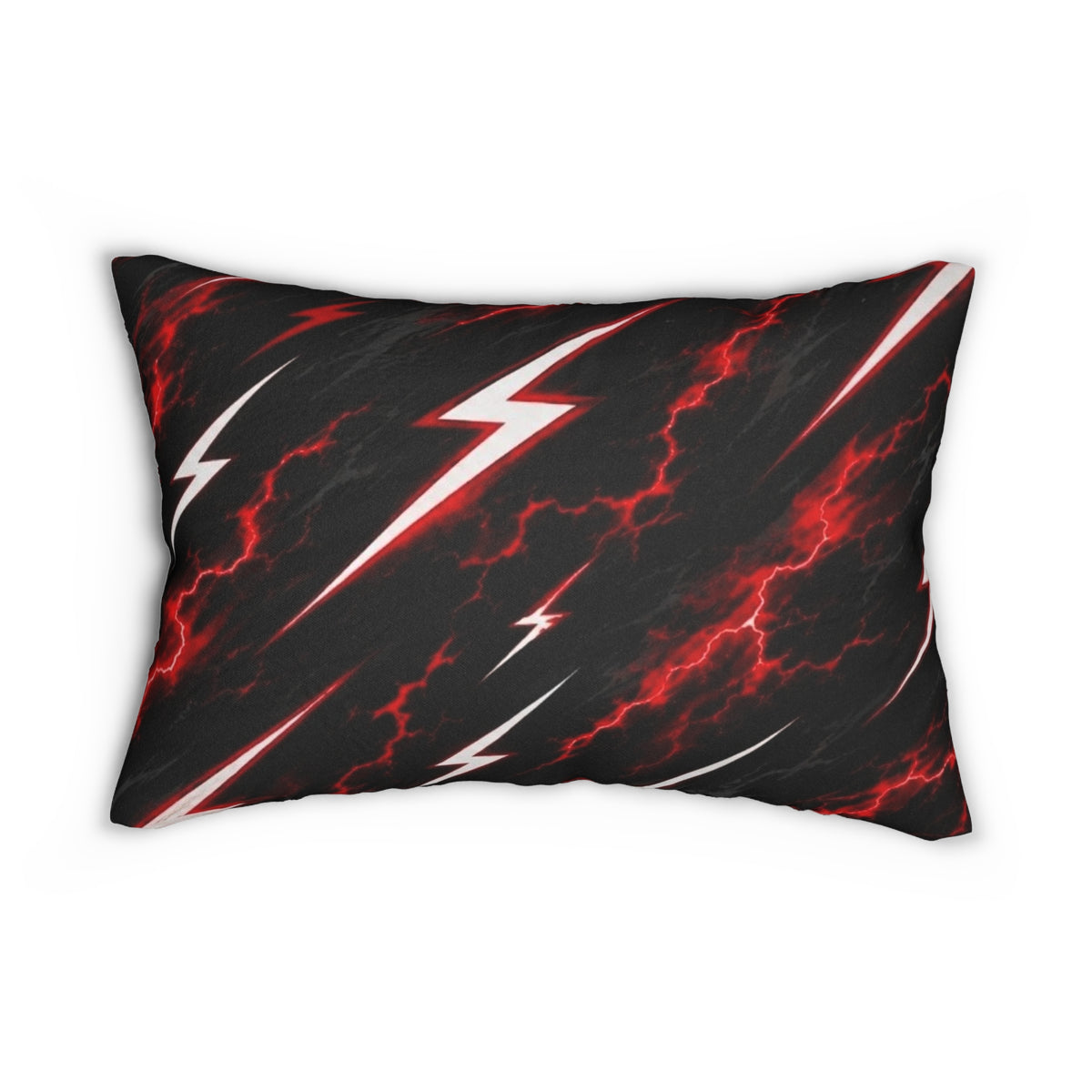 Lightning Bolt Lumbar Pillow — Red Storm Decorative Throw Pillow