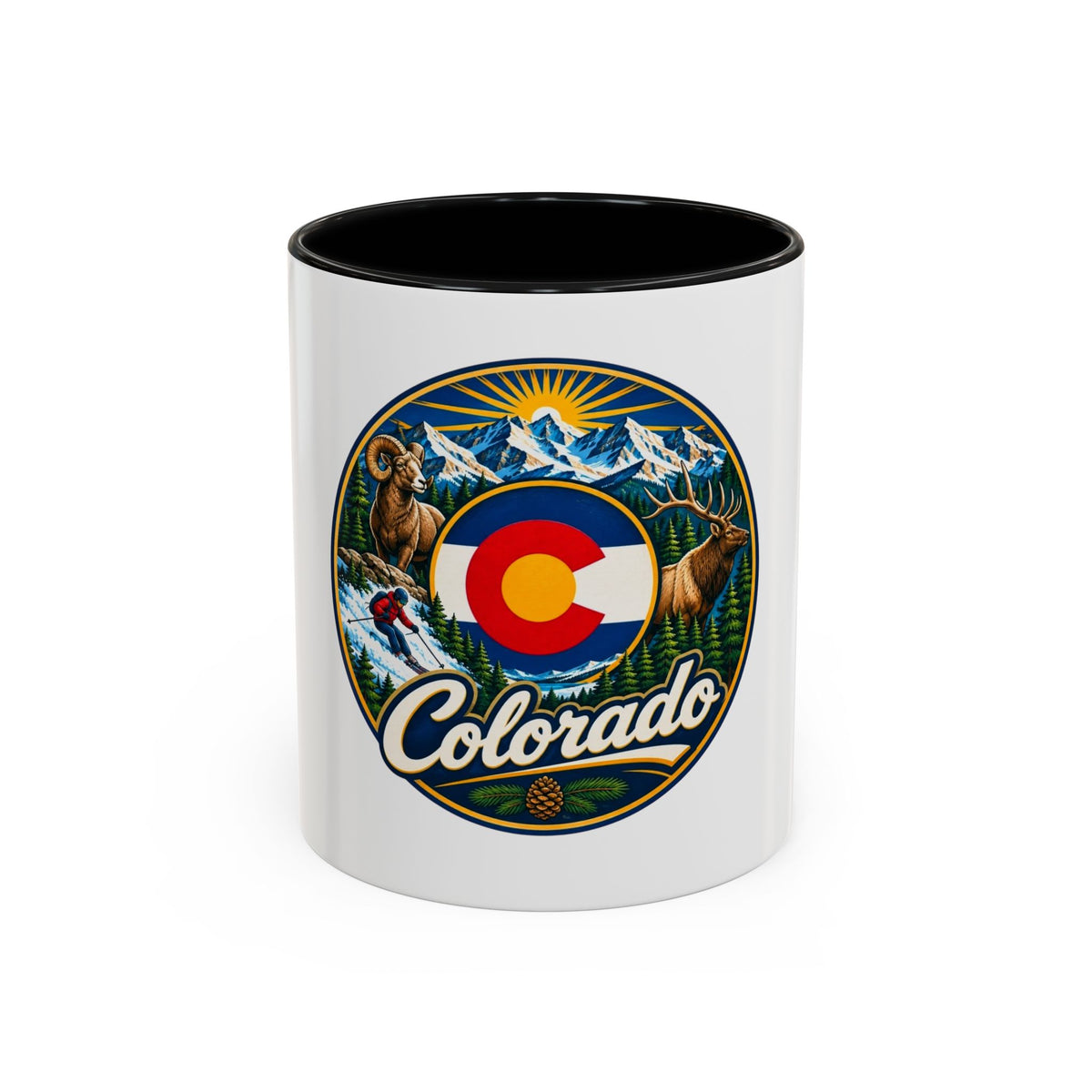 Colorado Retro State Flag Coffee Mug — Scenic Mountains & Wildlife Accent Mug