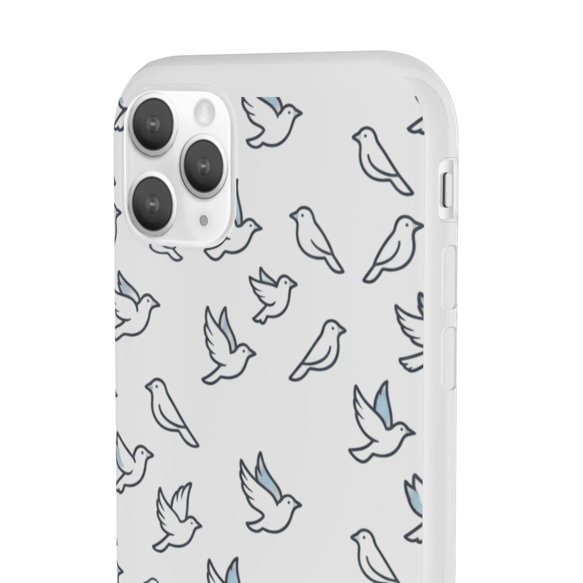Dove Pattern Flexi Phone Case — Minimal White Bird Protective Case