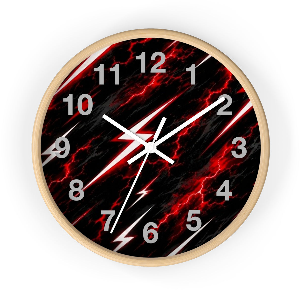Red Lightning Wall Clock — Neon Storm Decorative Clock