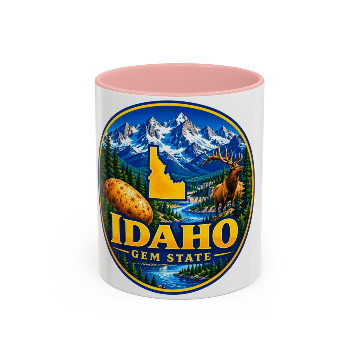 Idaho Gem State Coffee Mug — Mountain, Elk & Potato Travel Souvenir (11/15oz)