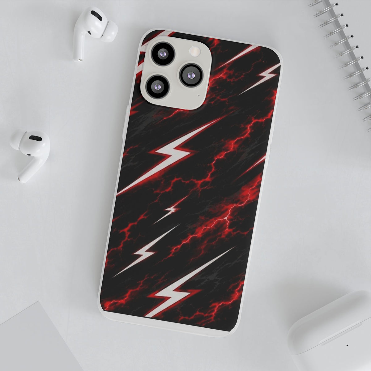 Phone Case — Red Lightning Bolt Storm Flexi Case