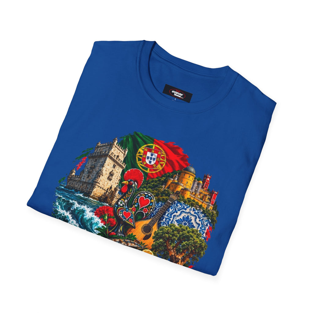 Portugal Travel T-Shirt — Vintage Lisbon Landmarks & Azulejo Heart Design