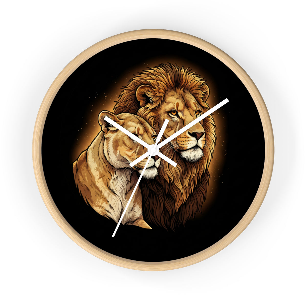 Lion Couple Wall Clock — Majestic Lion & Lioness Decorative Clock