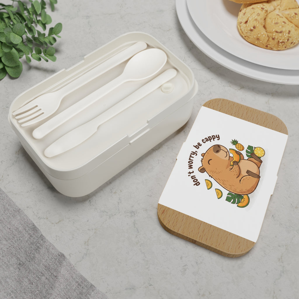 Bento Lunch Box — Capybara "Don't Worry Be Cappy" Cute Lunchbox