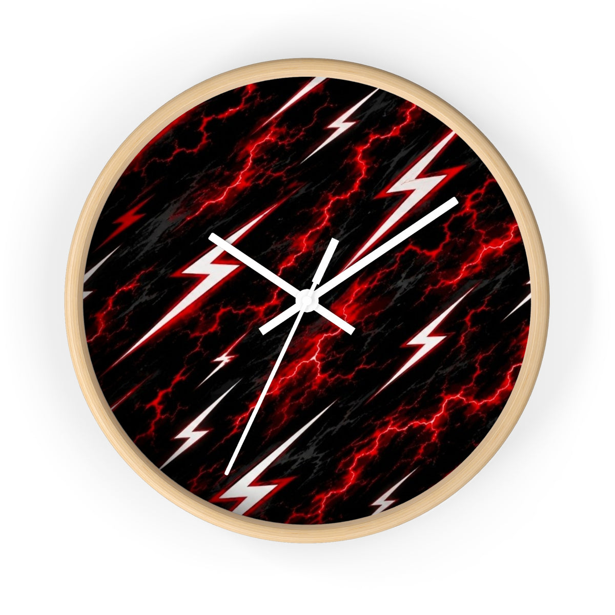 Red Lightning Bolt Wall Clock — Electric Storm Decor for Bedroom & Game Room