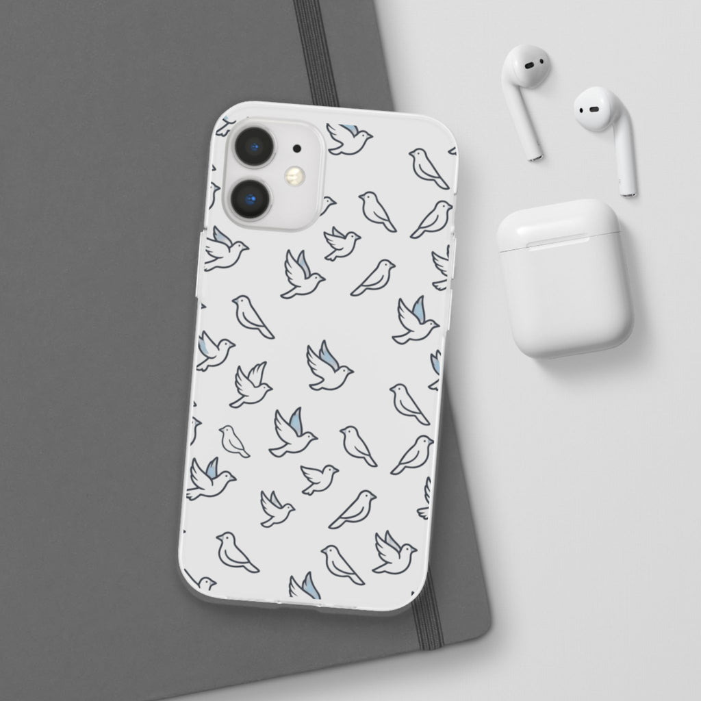 Dove Pattern Flexi Phone Case — Minimal White Bird Protective Case