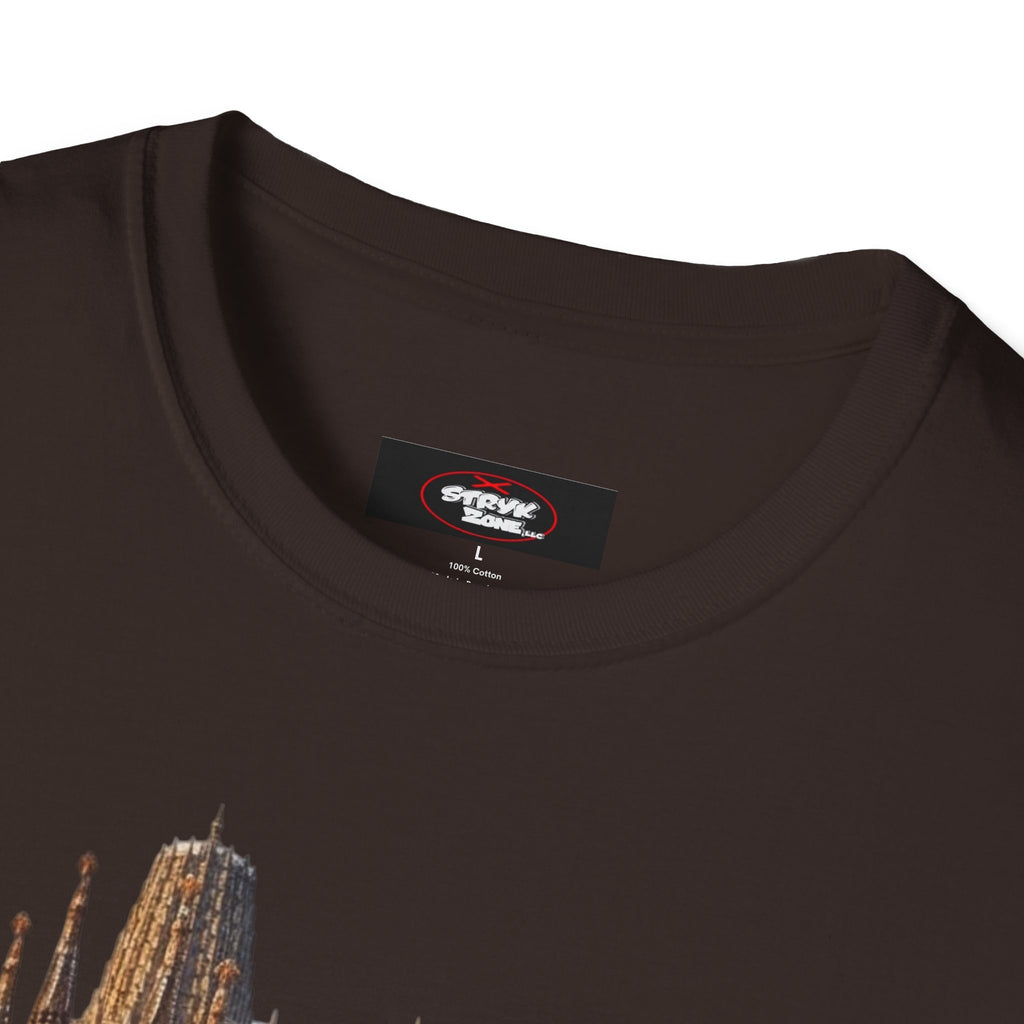 Spain Travel Collage T-Shirt — Paella, Guitar & Spanish Flag Graphic Tee