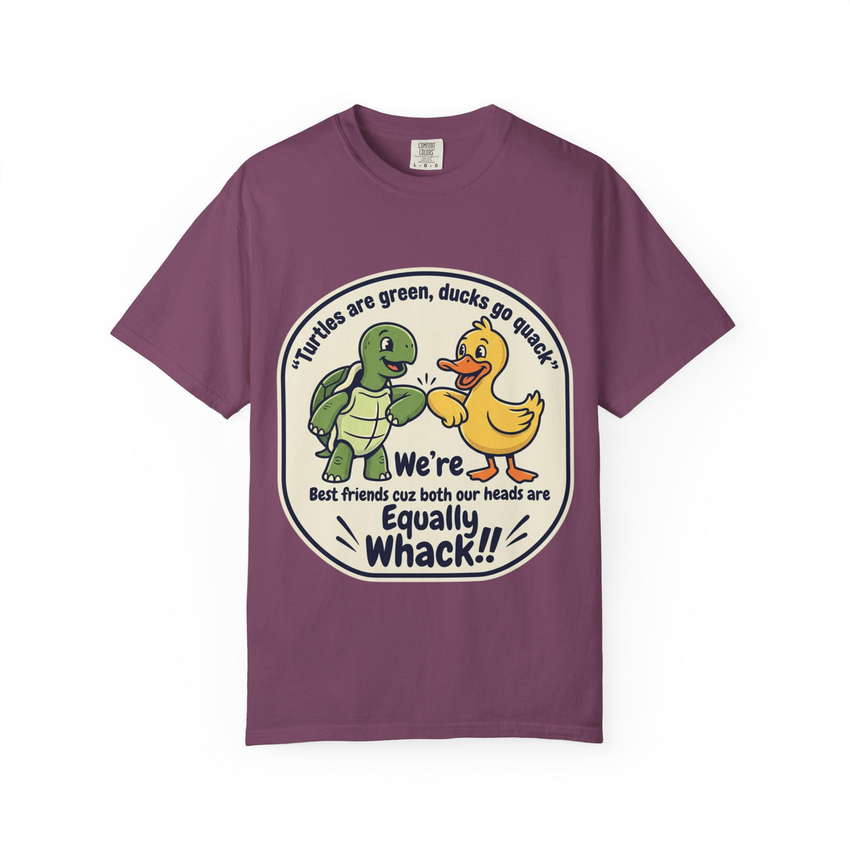 T-Shirt — "We're Equally Whack" Turtle & Duck Best Friends Graphic Tee