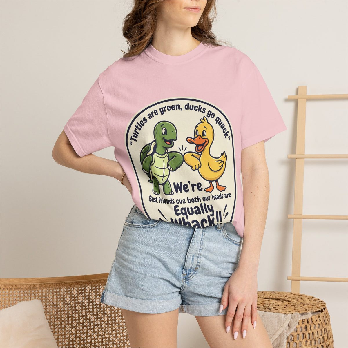 T-Shirt — "We're Equally Whack" Turtle & Duck Best Friends Graphic Tee