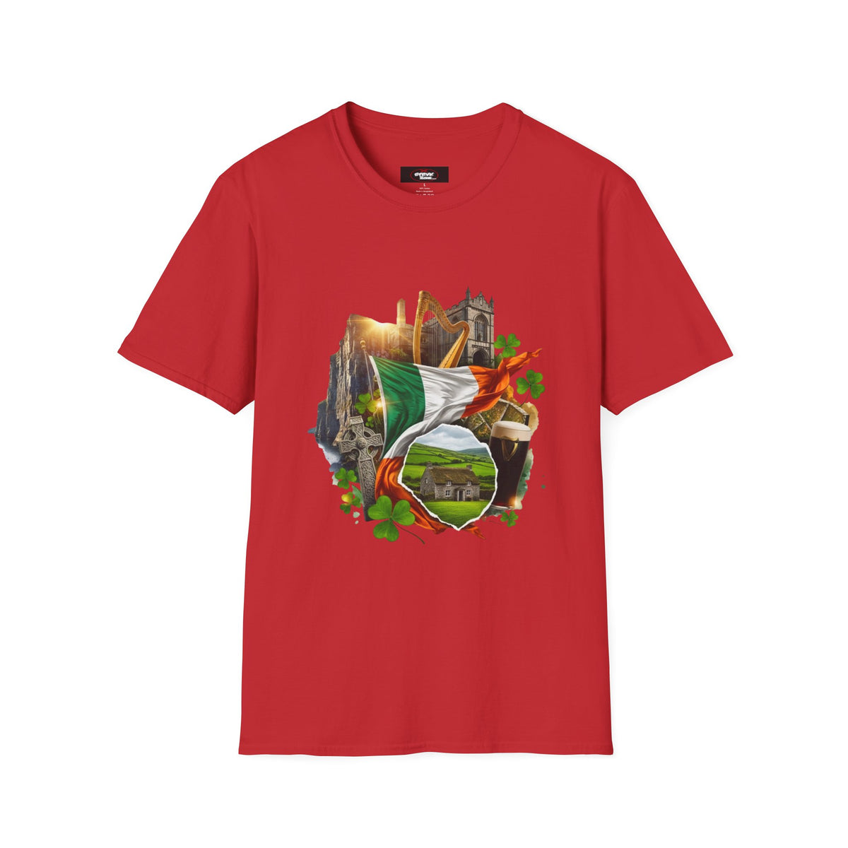 Irish Pride T-Shirt — Celtic Flag & Landmarks Design