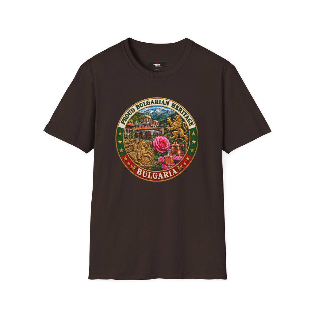 Bulgaria Heritage Graphic T-Shirt — "Proud Bulgarian Heritage" Rose Emblem