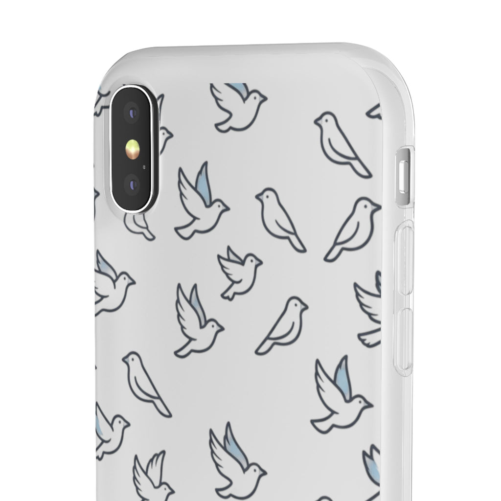 Dove Pattern Flexi Phone Case — Minimal White Bird Protective Case