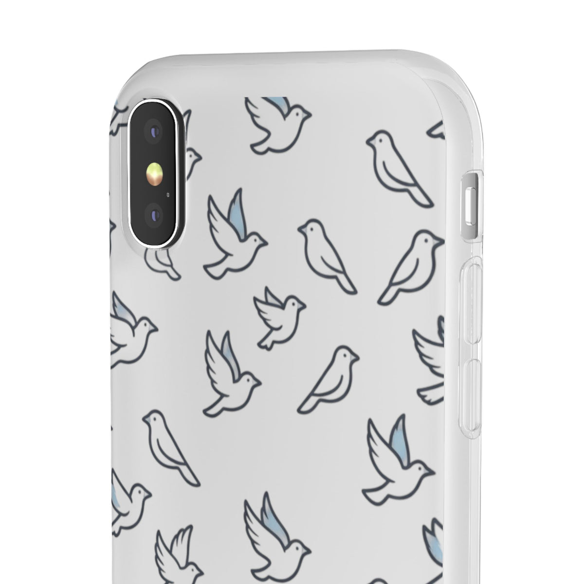 Dove Pattern Flexi Phone Case — Minimal White Bird Protective Case