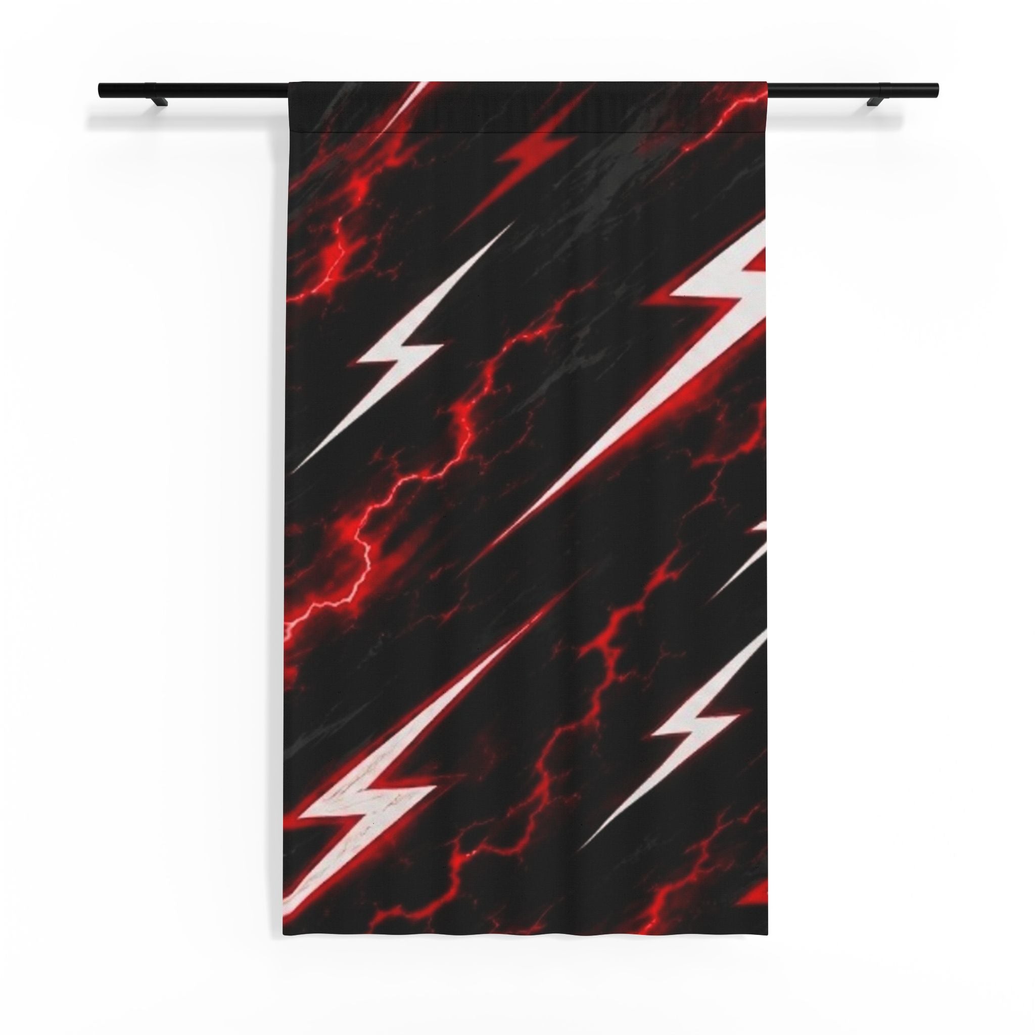 Sheer Curtain — Red Lightning Bolt Sheer Window Panel