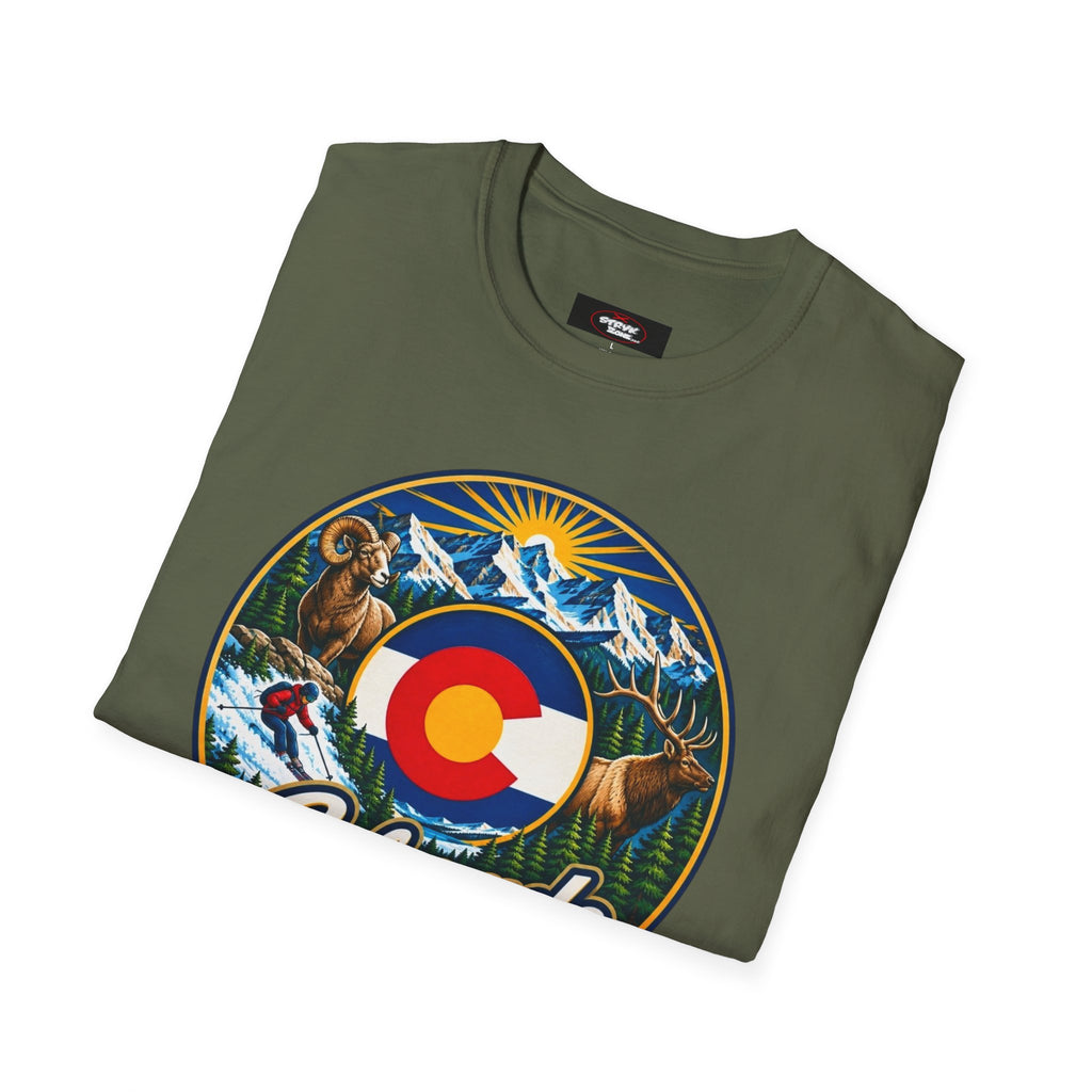 Colorado Retro Mountain Badge T-Shirt — Colorado State Circle Logo Tee