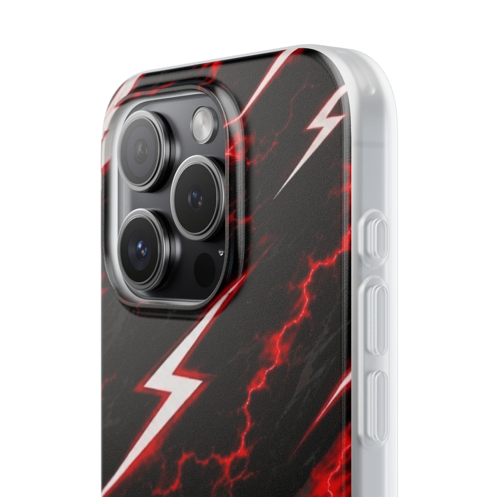 Phone Case — Red Lightning Bolt Storm Flexi Case